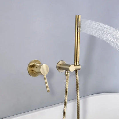 DecorBites™ Brushed Gold Brass In-Wall Shower Mixer Set for Bath and Shower