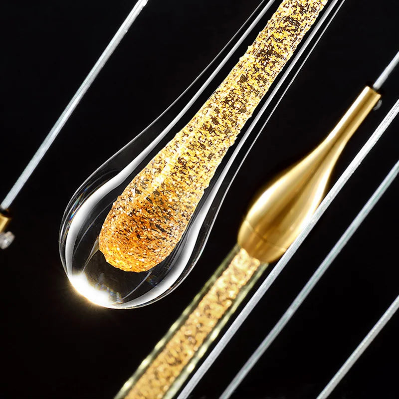 DecorBites™ Gold Crystal Pendant Light Chandelier for Living Room Kitchen LED Art Deco