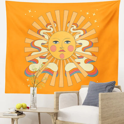 Decobites Vintage Sun Rainbow Tapestry Wall Hanging for Home Bedroom Decor