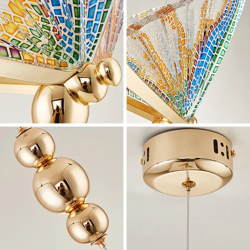 مصباح معلق LED على شكل فراشة من DecorBites™ لغرفة المعيشة - ثريا من الأكريليك الملون بتصميم حشرات