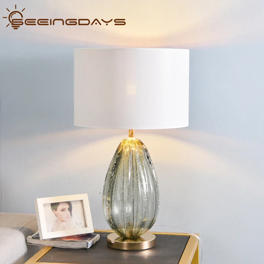 Lámpara de mesa de cristal Liuli Glaze™ Decorbites, lámpara grande para sala de estar y dormitorio