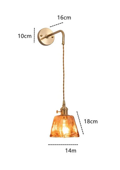 DecorBites™ Amber Glass Wall Lamp Switch, Modern Copper LED Light for Home, Bedroom, Living Room