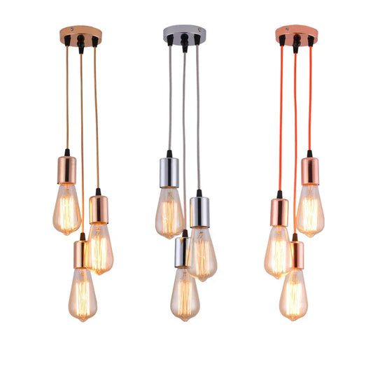 Lámpara colgante LED de 3 luces DecorBites™ de estilo industrial con casquillo E27 y acabado retro.