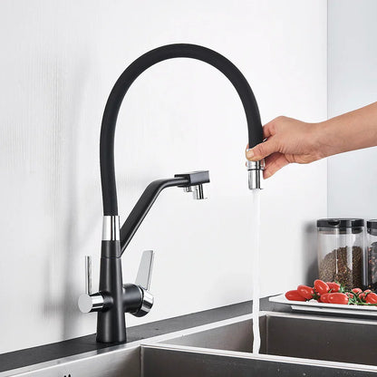 Decorbites™ Zweispülfilter-Mischbatterie mit 360° Drehung für Wasserreinigung Küchenarmatur