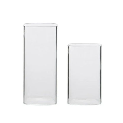 Vaso cuadrado de vidrio transparente DecorBites™ de 370 ml para té, leche o jugo - Vaso resistente a la temperatura