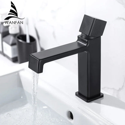 DecorBites™ Black Brass Basin Faucet Hot Cold Water Mixer Chrome Finish