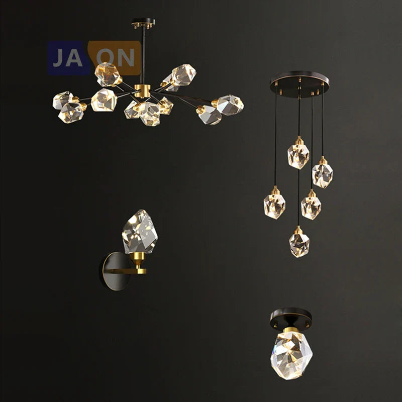 Lámpara de araña DecorBites™ de cristal y cobre para comedor