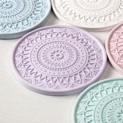 DecorBites™ Diatomite Round Coasters: Absorbent, Colourful, Fashionable Drink Mats
