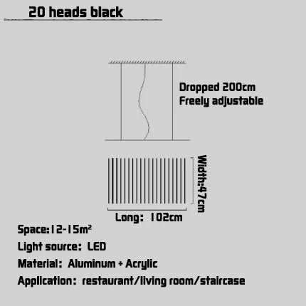 Lámpara colgante LED DecorBites™ con diseño de espina de pescado para decoración nórdica moderna