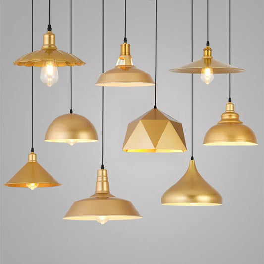 DecorBites™ Gold Wrought Iron Chandelier Pendant Light, E27 LED, Nordic Retro Style