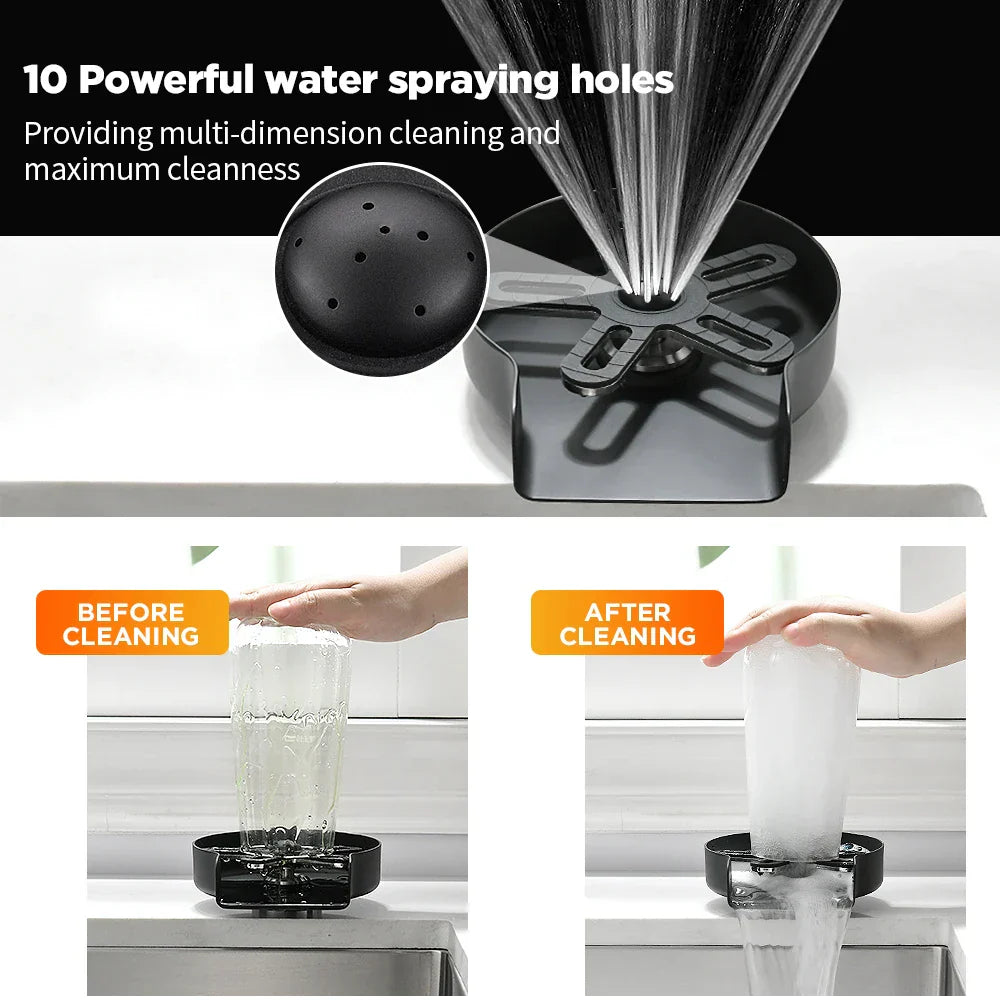 DecorBites™ Glass Rinser: Automatic Cup Washer & Pitcher Cleaner for Home Kitchen