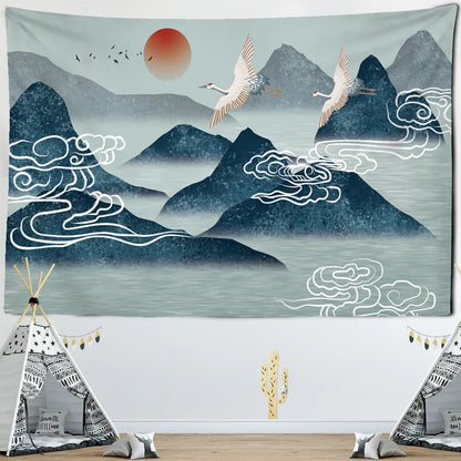 Decobites Sun Forest Mountain Wall Tapestry Beauty Psychedelic Hippie Wall Hanging