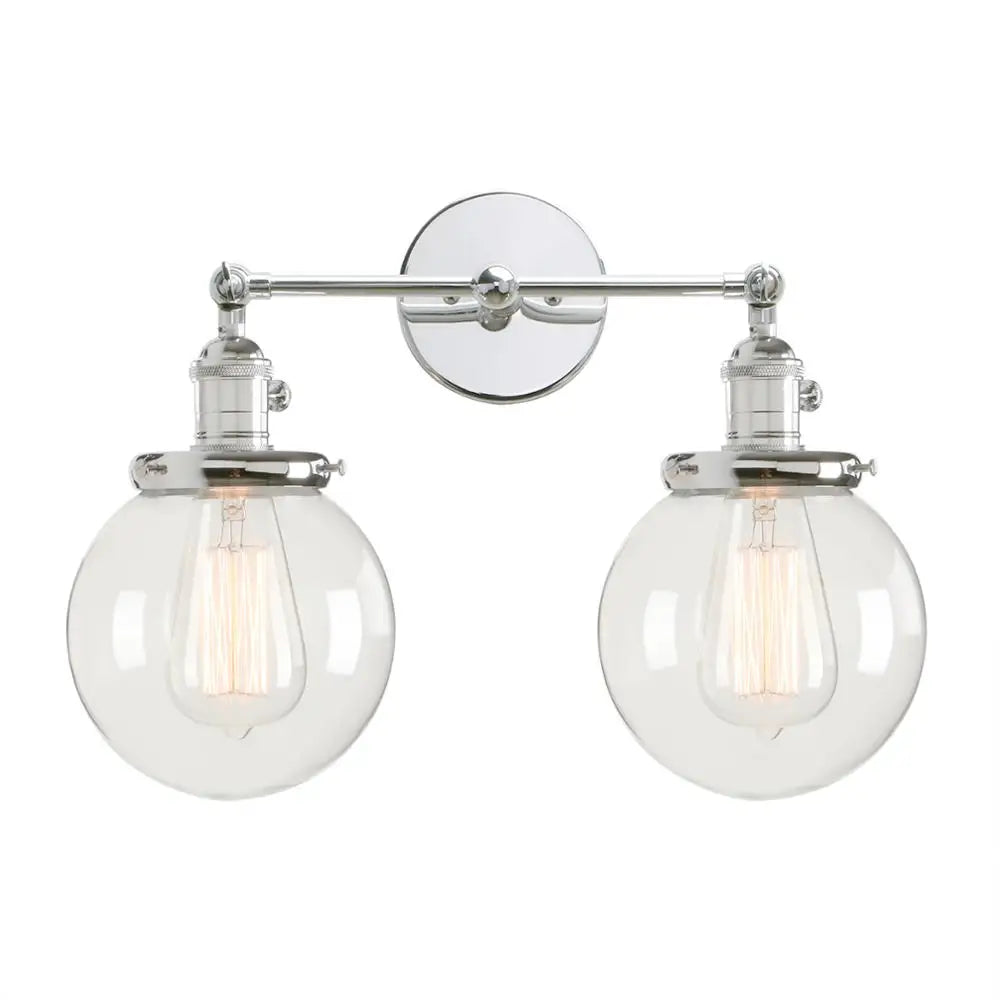 DecorBites™ Double Ball Heads Globe Glass Wall Sconce, Modern Vintage Indoor Lighting