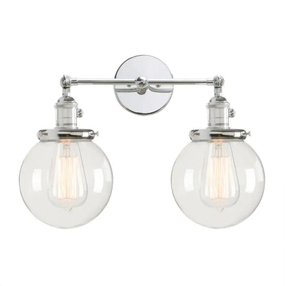DecorBites™ Double Ball Heads Globe Glass Wall Sconce, Modern Vintage Indoor Lighting