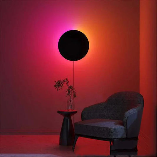 DecorBites™ LED RGB Round Wall Lights: Acrylic Touch Sensitive, Remote Controlled Bedroom Indoor Decor