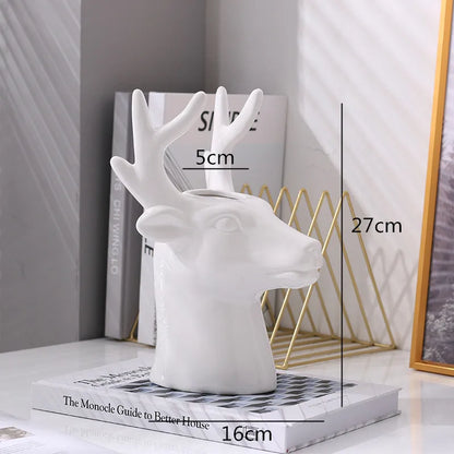 DecorBites™ Deer Head Ceramic Vase - Home Decor Animal Head Flower Vase
