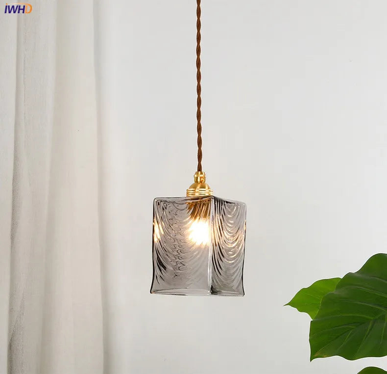 DecorBites™ Japanese Glass Pendant Lights: Industrial Vintage Bedroom Living Room Copper Decor