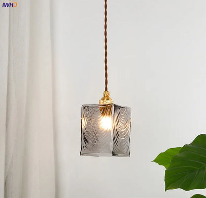 DecorBites™ Japanese Glass Pendant Lights: Industrial Vintage Bedroom Living Room Copper Decor