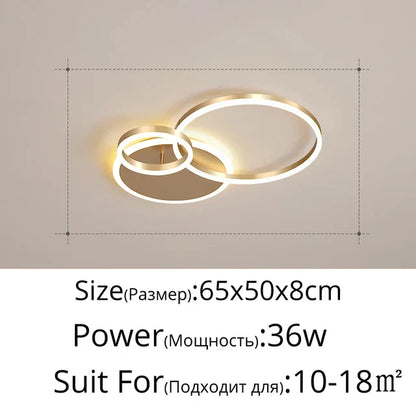 DecorBites™ LED Rings Ceiling Chandelier: Dimmable Living Room Lighting, Modern Parlor Foyer Decor