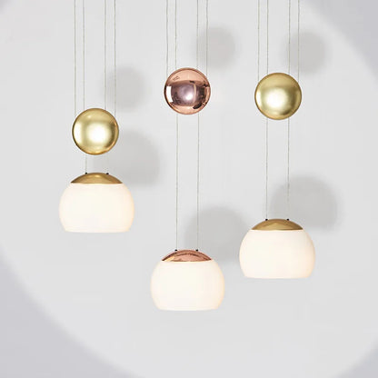 ديكوربايتس™ مصباح جوجو LED زجاجي حديث معلق، ارتفاع قابل للتعديل، إضاءة طاولة بجانب السرير باللون الذهبي