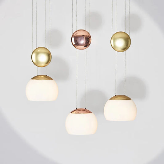 DecorBites™ JOJO Modern LED Glass Pendant Lamp, Adjustable Height, Gold Nightstand Light