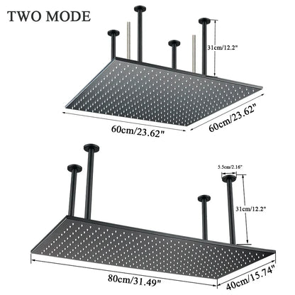 رأس دش DecorBites™‎ بإضاءة LED مقاس 16×32 بوصة - تصميم مربع فاخر متغير الألوان