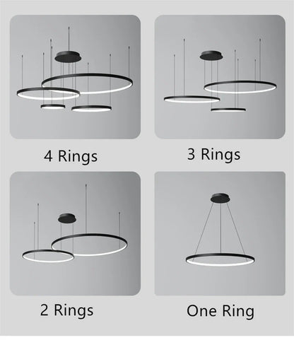 DecorBites™ LED Ring Chandelier Ceiling Pendant Modern Round Circle Lamps