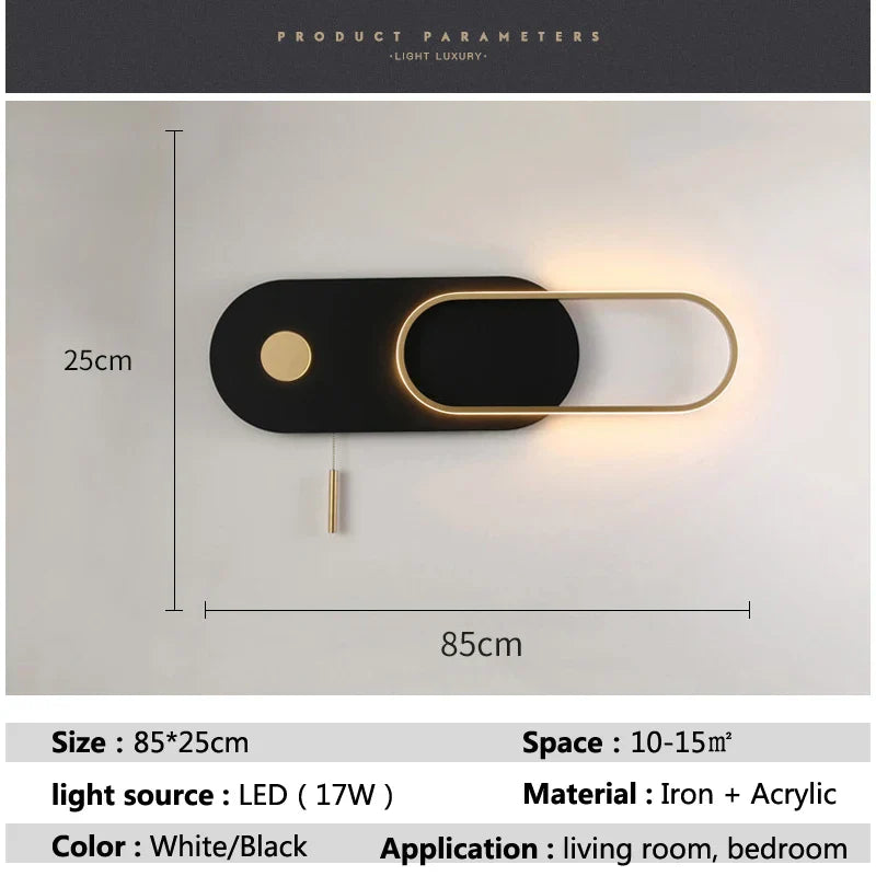 DecorBites™ LED Wall Lamp Nordic Design Modern Living Room Bedroom 17W Black White