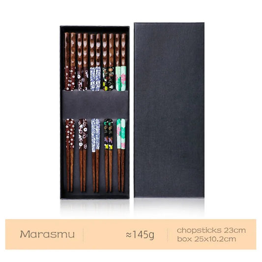 DecorBites™ Bamboo Wood Chopsticks for Sushi and Food Eating