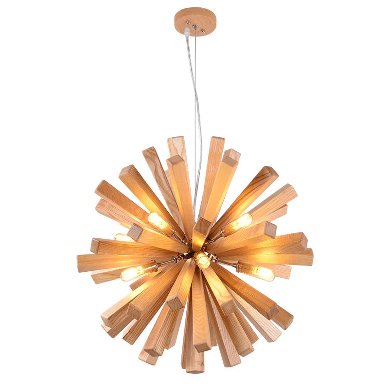 DecorBites™ Dandelion Wooden Pendant Lights - Solid Wood Hanging Lamps for Dining Room & Restaurant