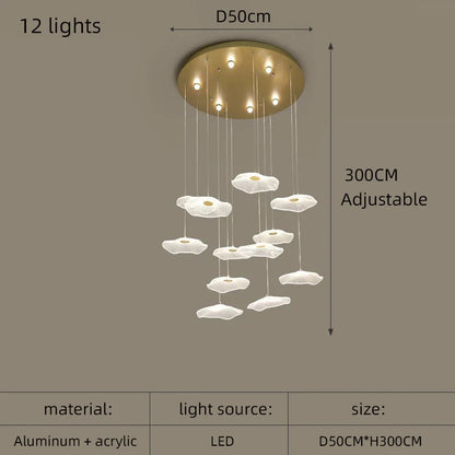 DecorBites™ Lotus Leaf Acrylic Nordic LED Chandelier for Restaurant Living Room Hotel Villa