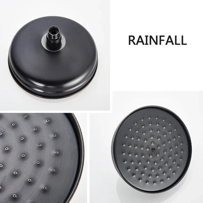 DecorBites™ Black Brass Rainfall Shower Mixer Faucet Set with 8" Showerhead and Handshower