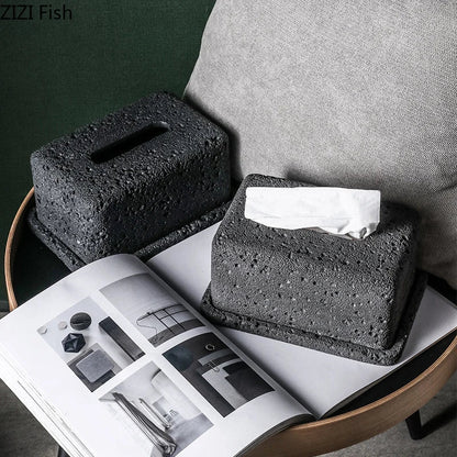 DecorBites™ Cement Tissue Box Rack | Modern Kitchen & Restaurant Decor