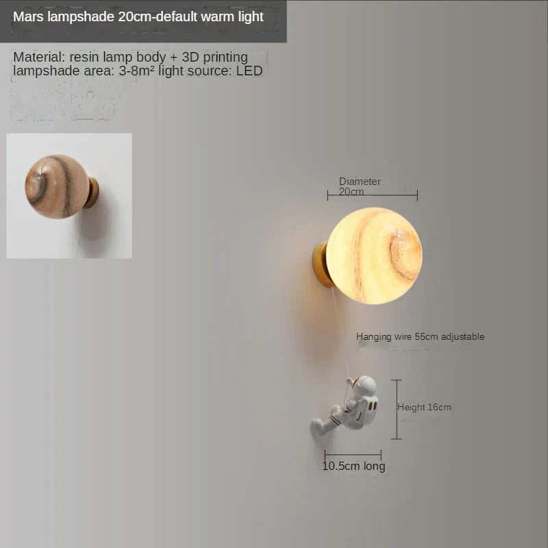 DecorBites™ Astronaut Moon Wall Lamp: Creative 3D Printing Light for Kids' Bedroom.