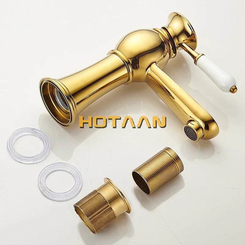 DecorBites™ Gold Basin Faucet with Ceramic Mixer Tap for Bathroom