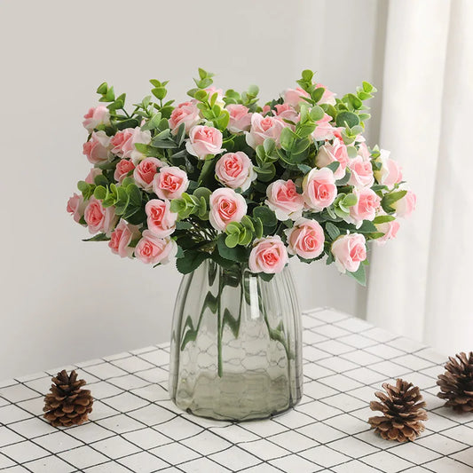 DecorBites™ 5-Fork 11 Roses Bouquet for Home Decor – Small Fresh Korean Style Simulation