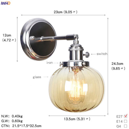 DecorBites™ Amber Glass Ball Wall Lights - Modern LED Wall Lamp for Home Bedroom Mirror Stair