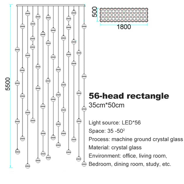 Lámpara de araña de bola de cristal DecorBites™: Iluminación elegante con efecto lluvia de meteoritos para restaurantes, bares y hogares