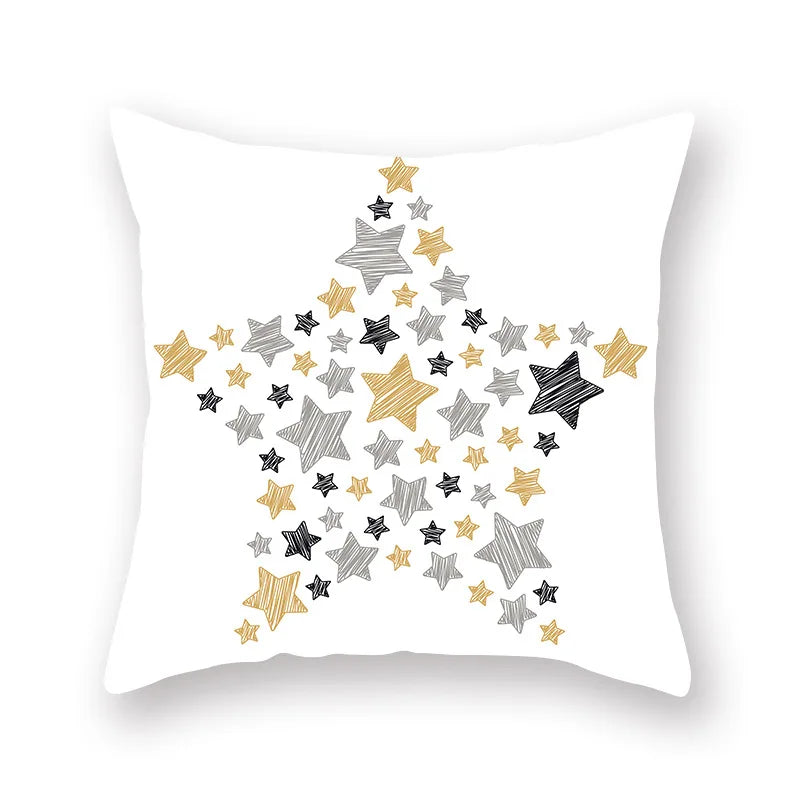 غطاء وسادة بطبعة خطوط نجمية هندسية من ديكوربايتس™ - للبيع بالجملة، 45×45 سم