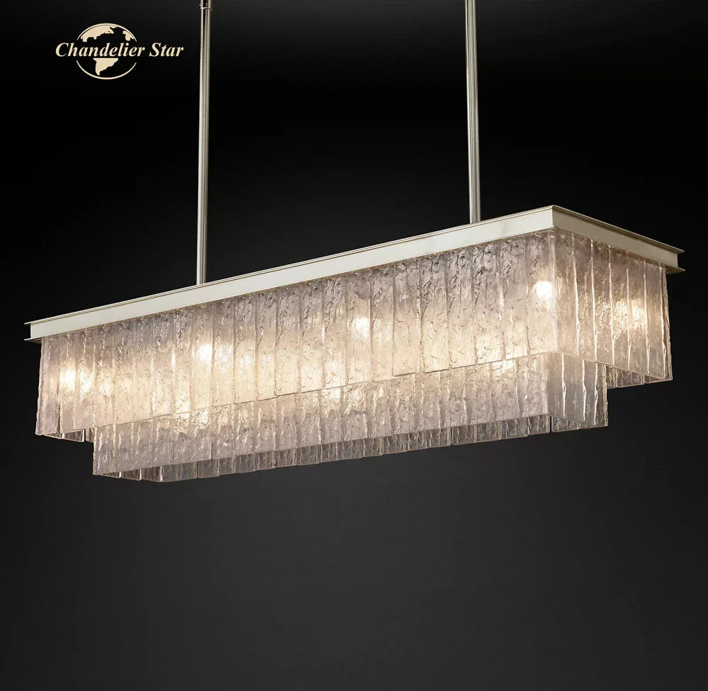 DecorBites™ LED Glace Rectangular Chandelier Light for Dining Kitchen Living Room