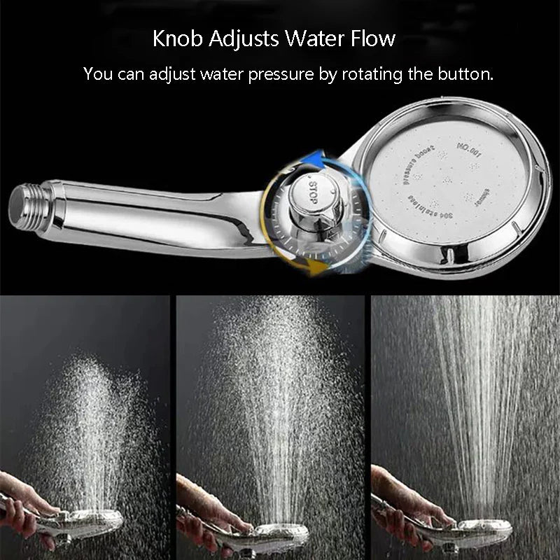 DecorBites™ High Pressure ABS Shower Head with Stepless Adjustable Button Rotation