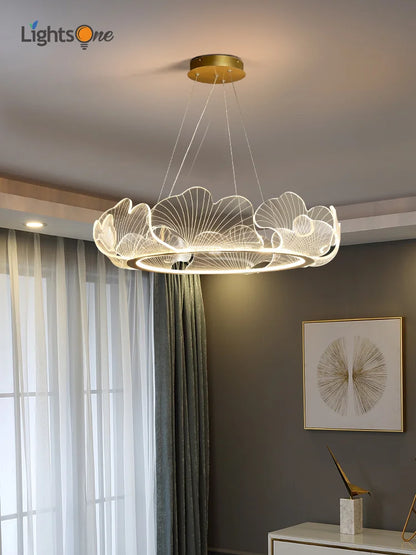 DecorBites™ Lotus Leaf Chandelier: Modern Minimalist Nordic Lighting for Living Room, Dining Room & Bedroom