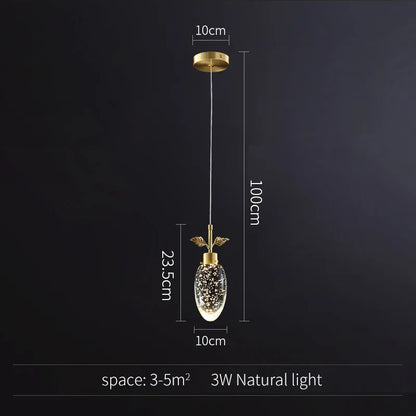 DecorBites™ Gold Crystal Pendant Light Chandelier for Living Room Kitchen LED Art Deco