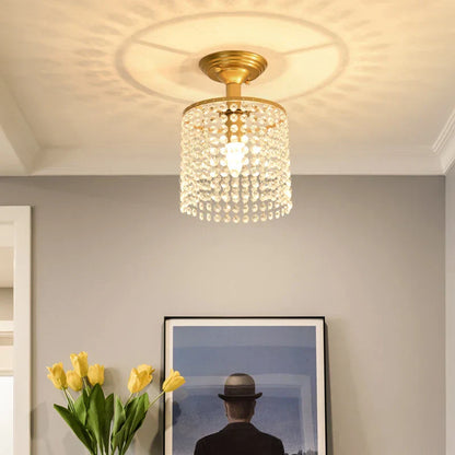 DecorBites™ Gold Crystal Round Ceiling Chandelier for Living Room LED Light Fixtures