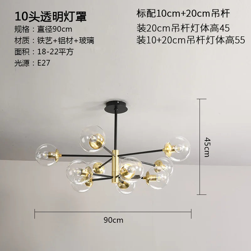 Lámpara de araña LED con bola de cristal DecorBites™ - Luminarias modernas para interiores, ideales para sala de estar y dormitorio.