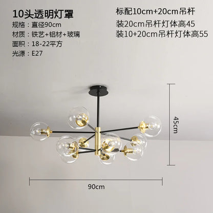 Lámpara de araña LED con bola de cristal DecorBites™ - Luminarias modernas para interiores, ideales para sala de estar y dormitorio.