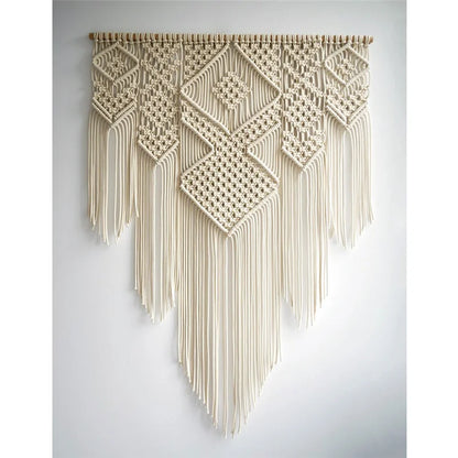 Decobites Large Hand-Woven Macrame Tapestry with Tassels