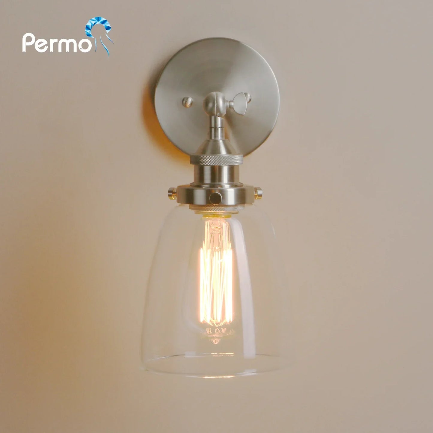 Decorbites™ Lámpara de Pared de Vidrio Transparente: Luminaria de Espejo Moderna para Decoración Vintage en Interiores