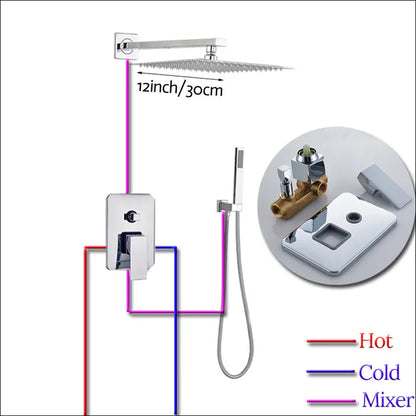 مجموعة صنبور دش مطري كبير من DecorBites™ مقاس 16 بوصة مع دش يدوي وصنبور نحاسي