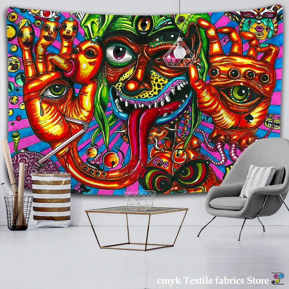 Decobites Trippy Tapestry Hippie Wall Hanging for Witchcraft Decor